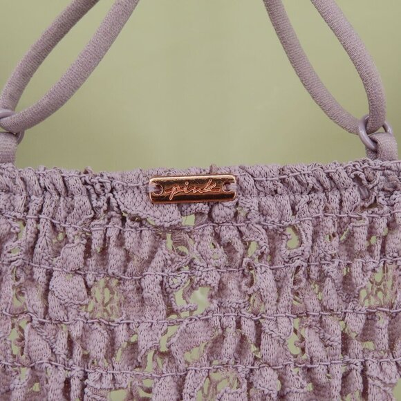 PINK Victorias Secret Medium Purple Lace Bralette Bra Strappy Wireless Lined - Picture 7 of 14